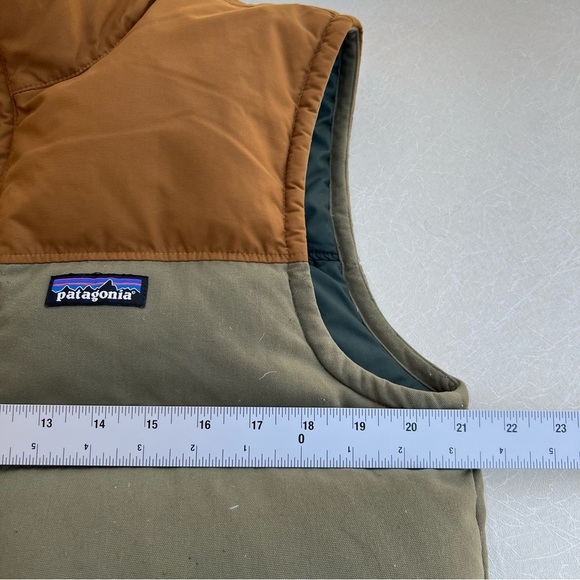 Patagonia Puffer Vest Men Medium Green Orange Full Zip - Picture 7 of 9